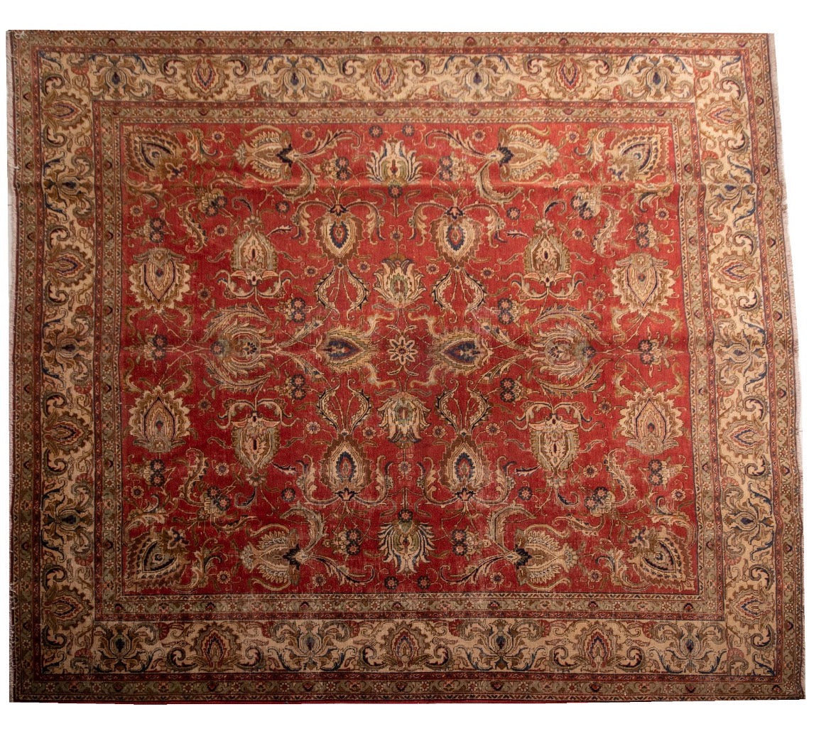 An semi Antique Rare size hand knotted Persian Tabriz