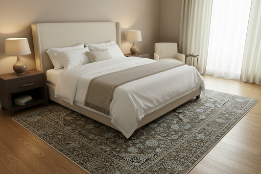 Luxury Vintage Medallion Rug – Bronze & Ivory Traditional Floral Design