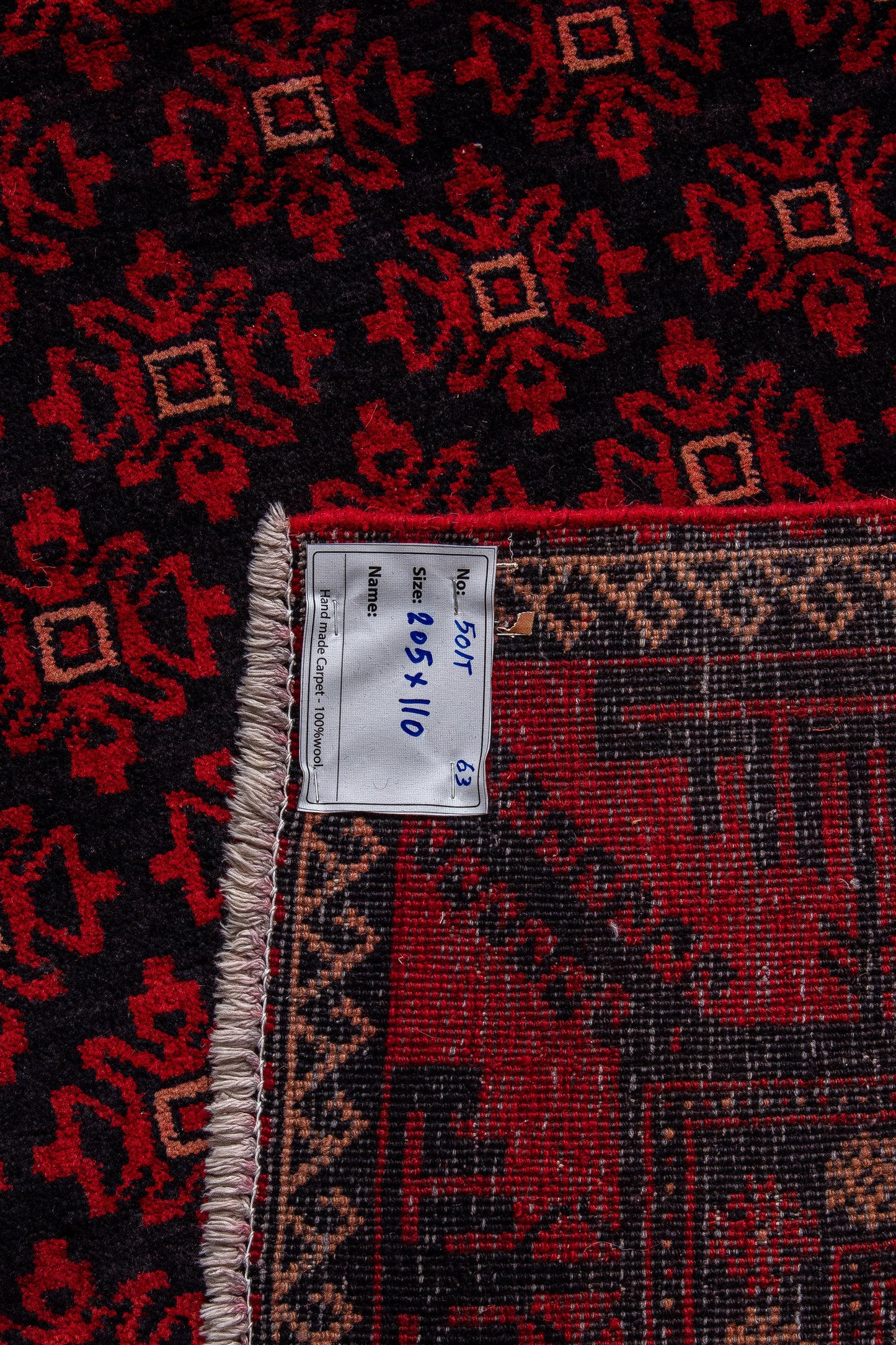 Hand knotted Persian Hamadan 100% wool pile 205x110 cm