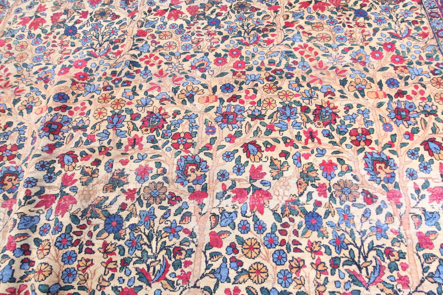An Antique Hand knotted Persian Yazd Wool rug Around 120 years old size: 465 × 366 cm (about 15.3 × 12 feet)