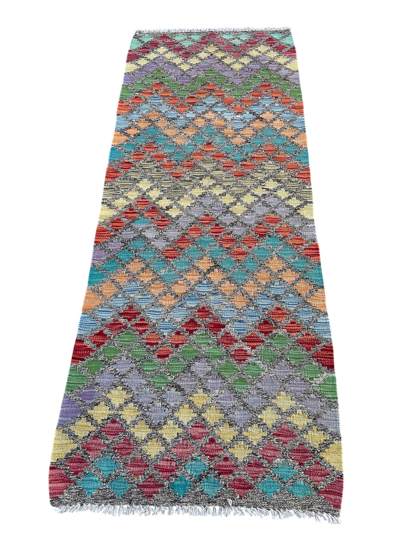 Flat woven natural dyes kilim wool 200x80 cm