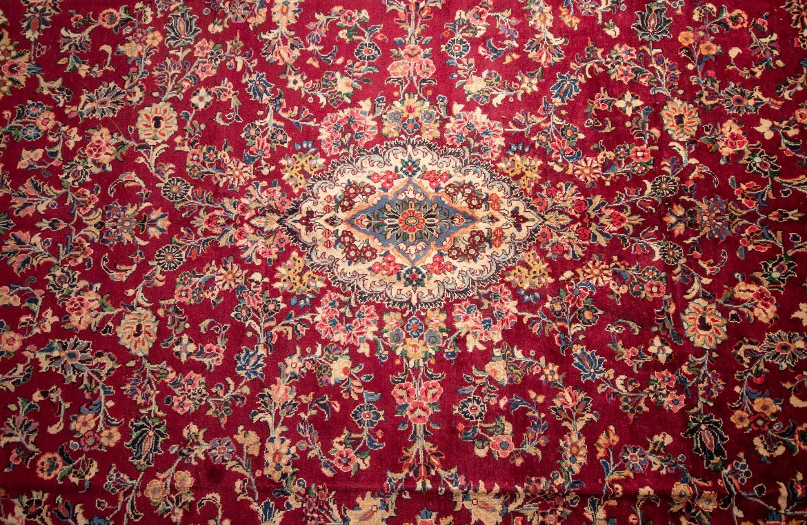 Finely Hand knotted Persian 40Raj pomegranate Kerman Rug 410x315