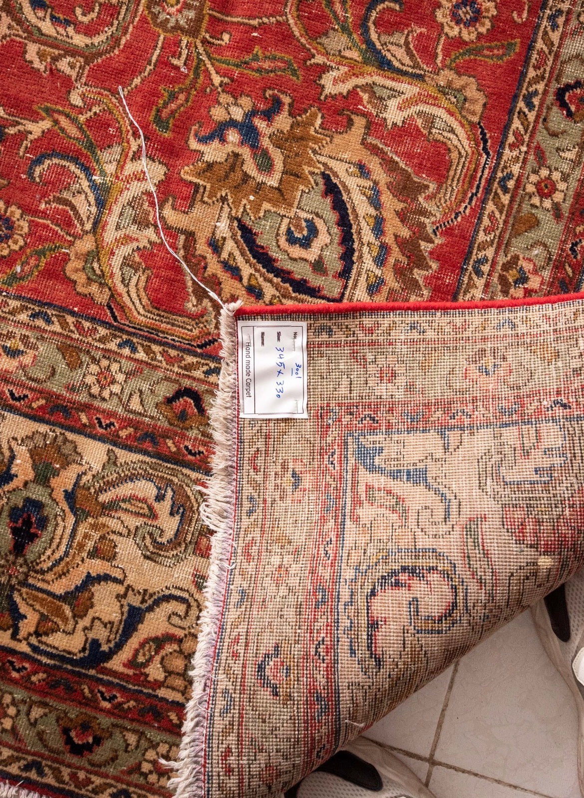 An semi Antique Rare size hand knotted Persian Tabriz