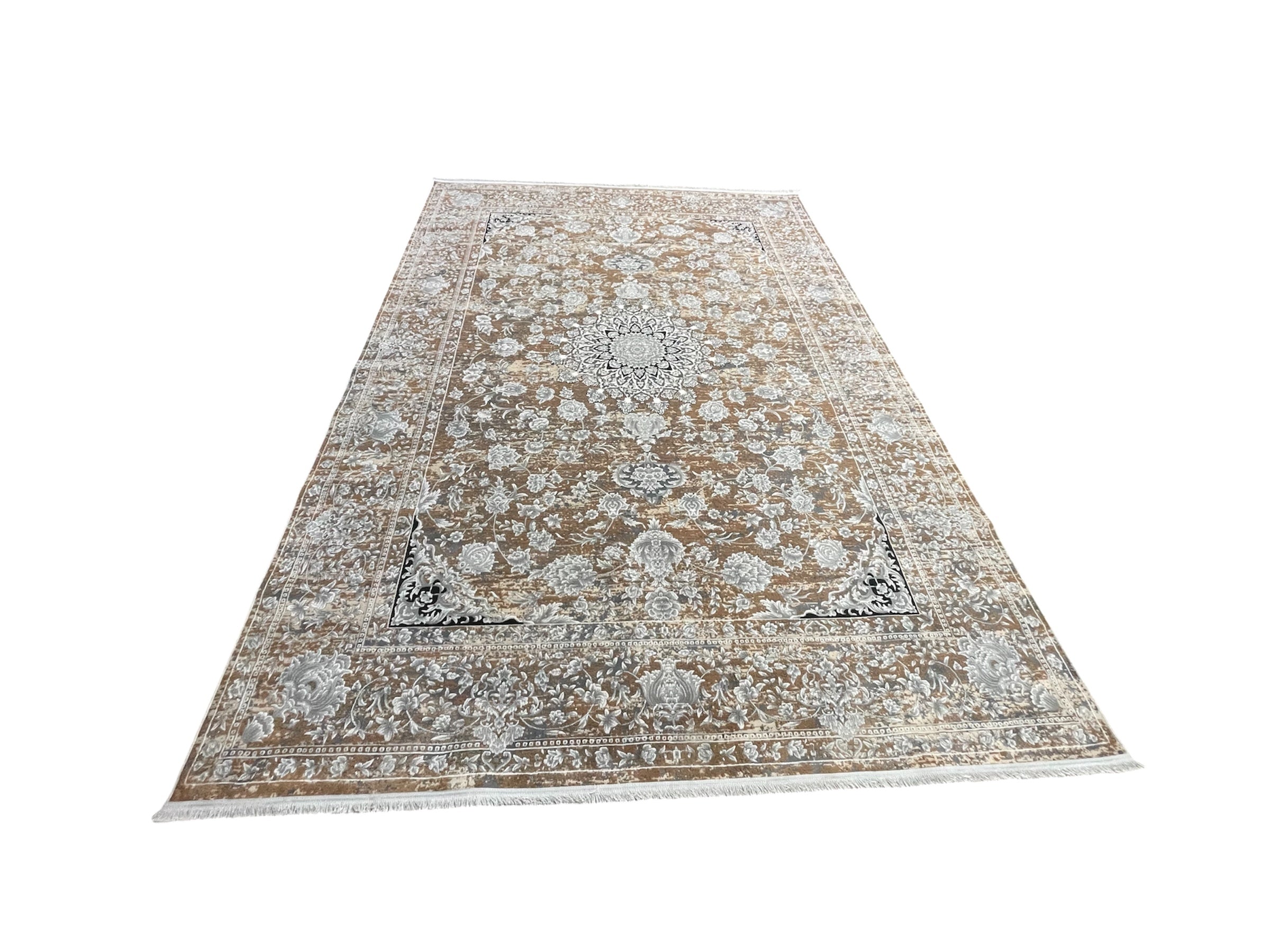Luxury Vintage Medallion Rug – Bronze & Ivory Traditional Floral Design