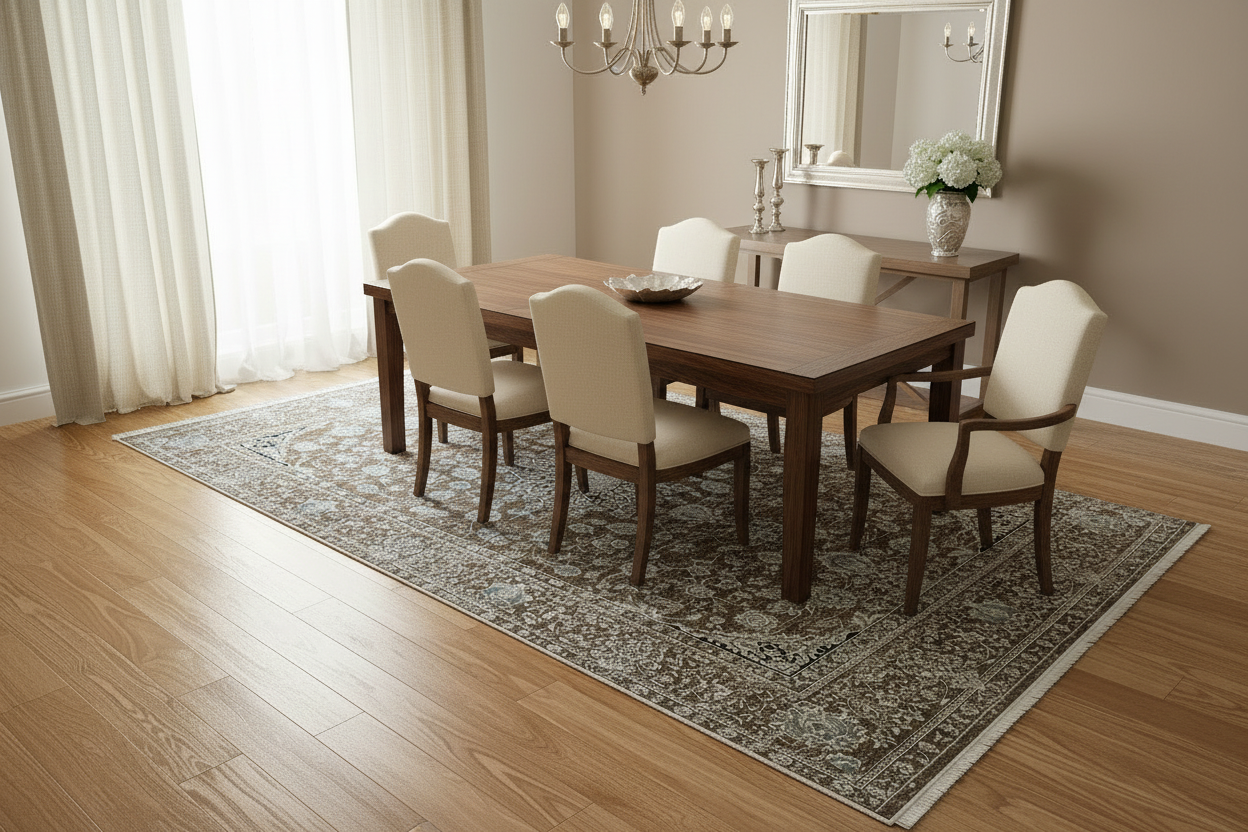 Luxury Vintage Medallion Rug – Bronze & Ivory Traditional Floral Design