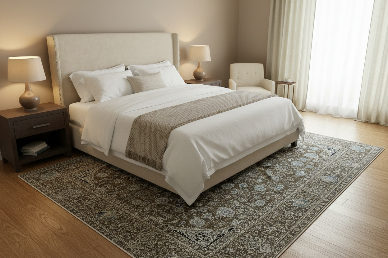 Luxury Vintage Medallion Rug – Bronze & Ivory Traditional Floral Design