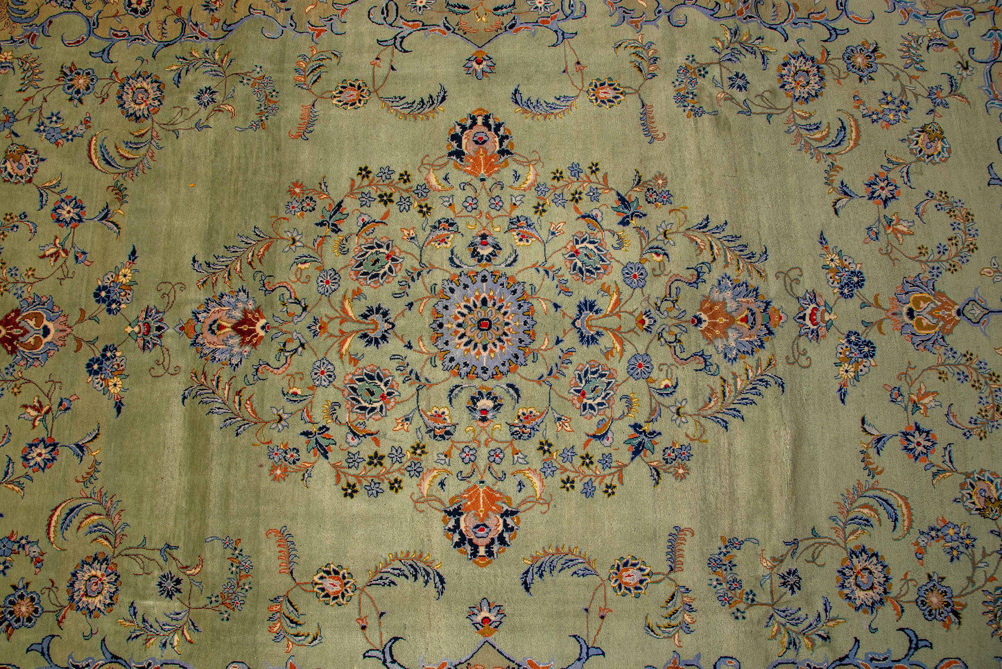 Hand Made pistachio Kashan Rug.
