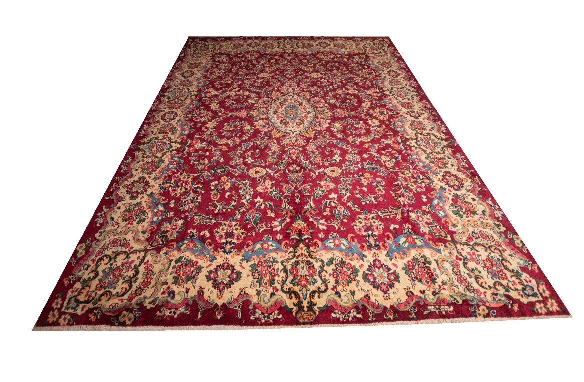 Finely Hand knotted Persian 40Raj pomegranate Kerman Rug 410x315