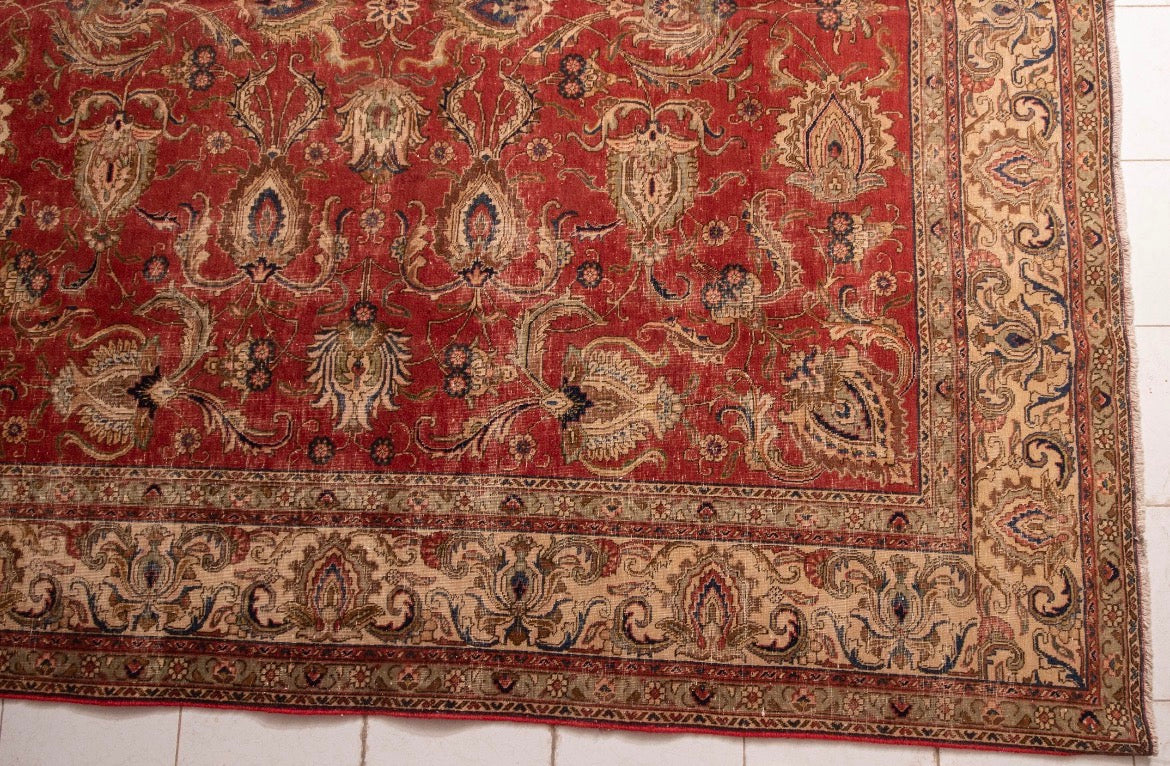 An semi Antique Rare size hand knotted Persian Tabriz