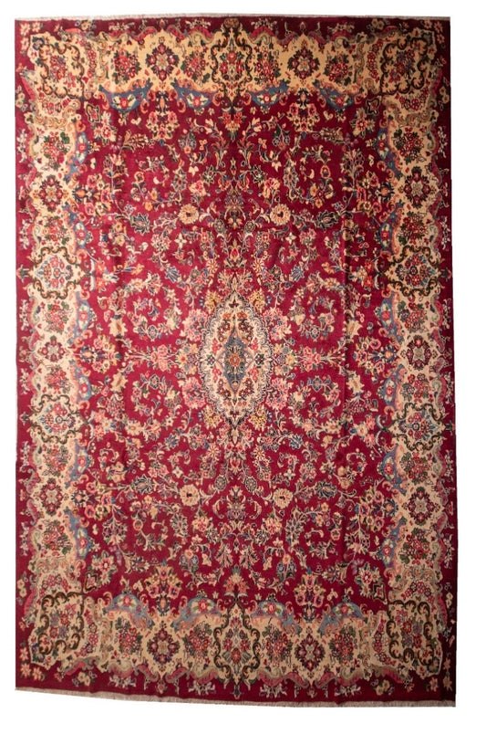 Finely Hand knotted Persian 40Raj pomegranate Kerman Rug 410x315