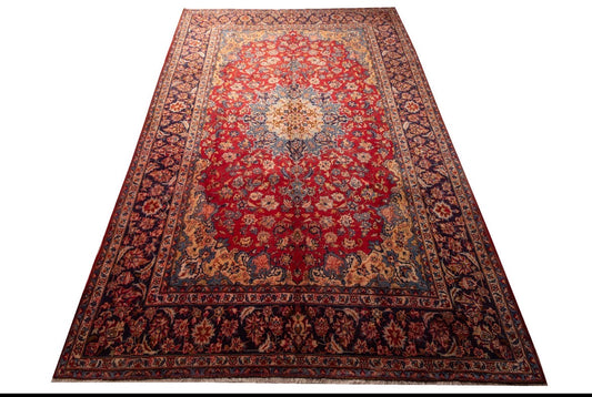 Great value Fine hand knotted Persian Isfahan Rug 100%wool 435x290 cm  (approx.11x9ft) large room size