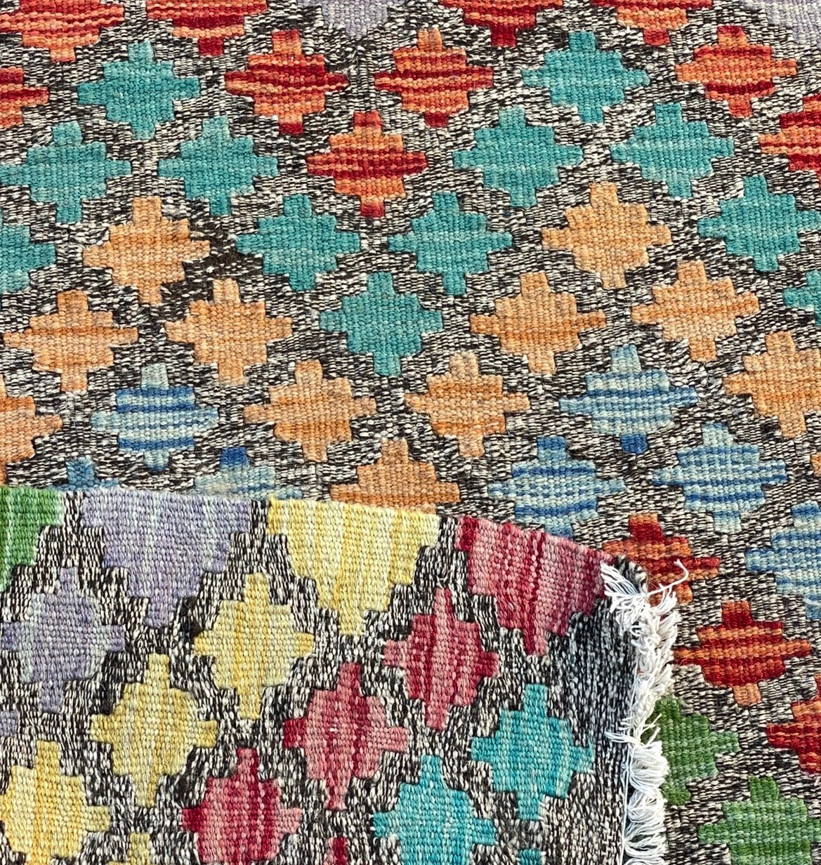 Flat woven natural dyes kilim wool 200x80 cm