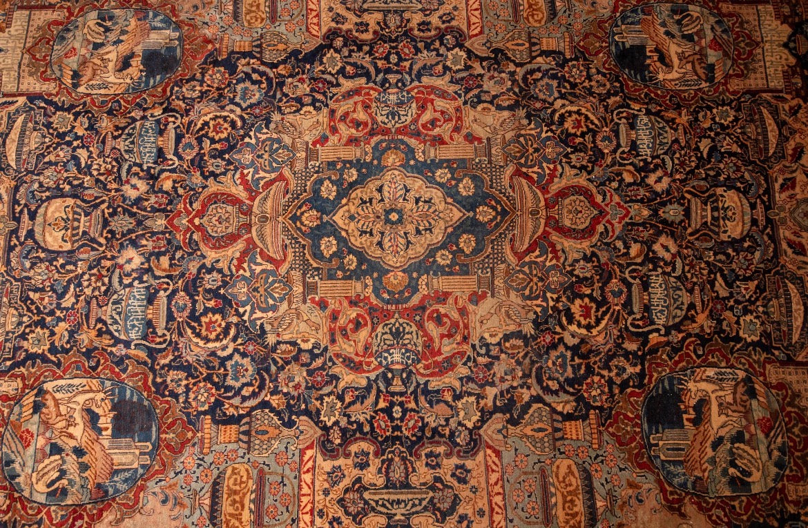 Finely Hand Knotted Persian treasure Design Kashmar Rug 345x260 (~11’4” × 8’2”), a large room-size carpet.