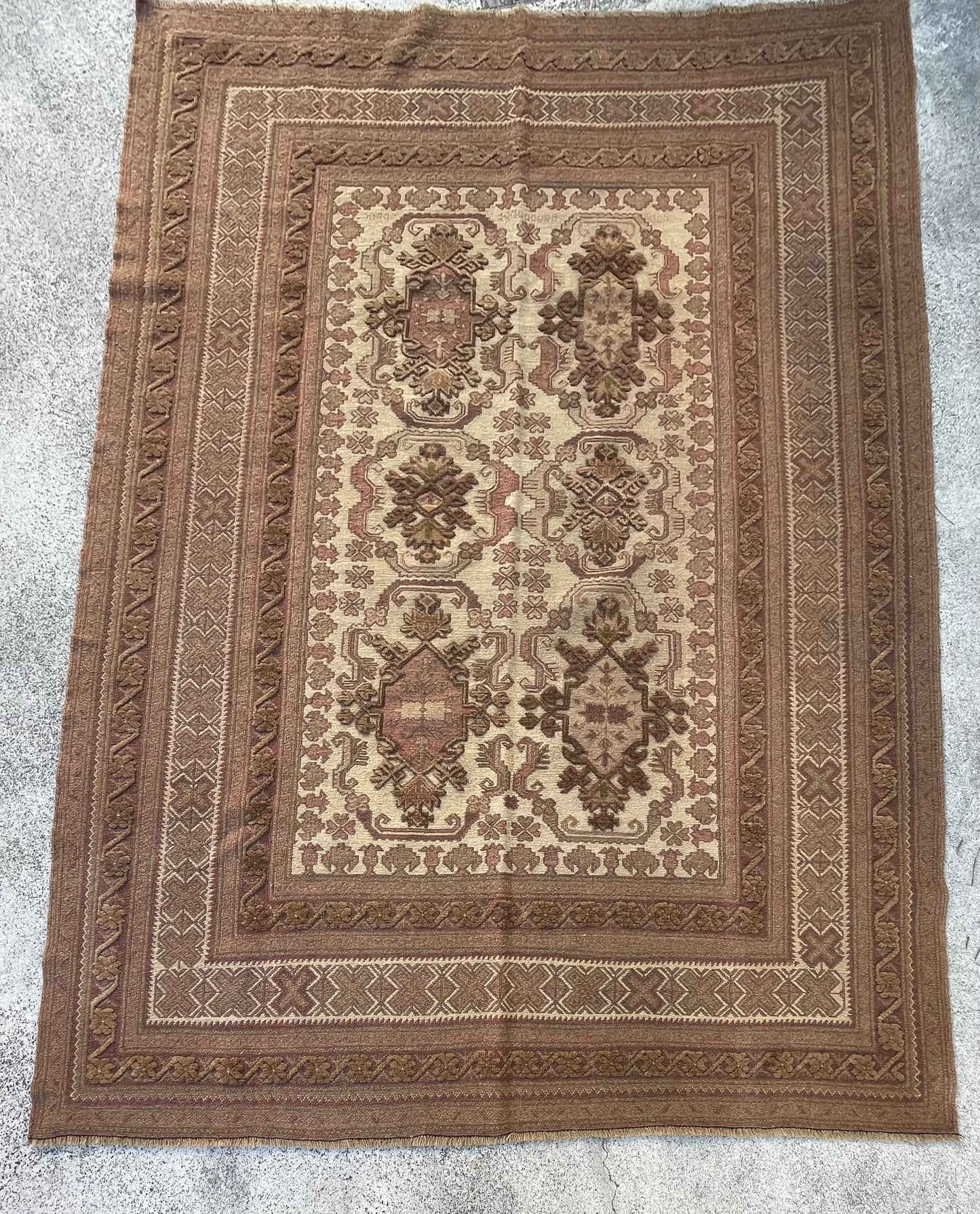 Rare Mix woven suzani wool rug. 200x250 cm.