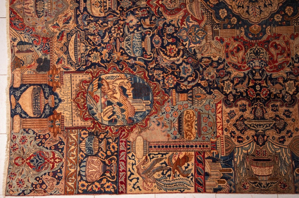 Finely Hand Knotted Persian treasure Design Kashmar Rug 345x260 (~11’4” × 8’2”), a large room-size carpet.