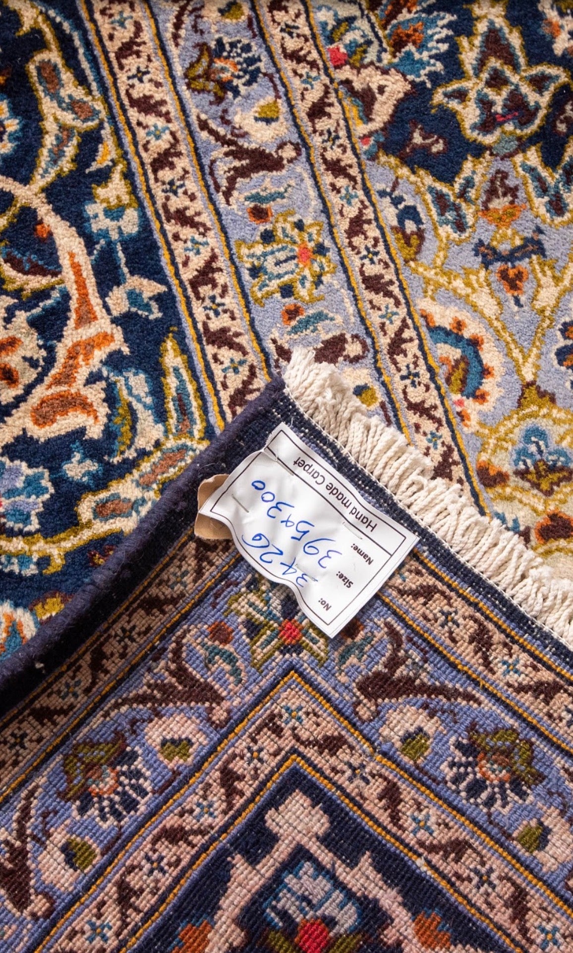 Finely Hand knotted Persian Kashmar Rug 395x300 (large room-size rug)