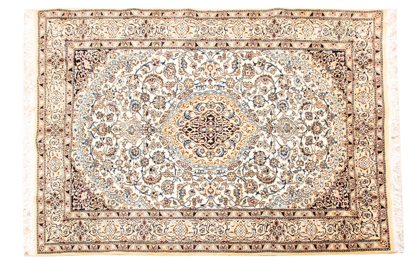 Hand knotted Nain Rug.