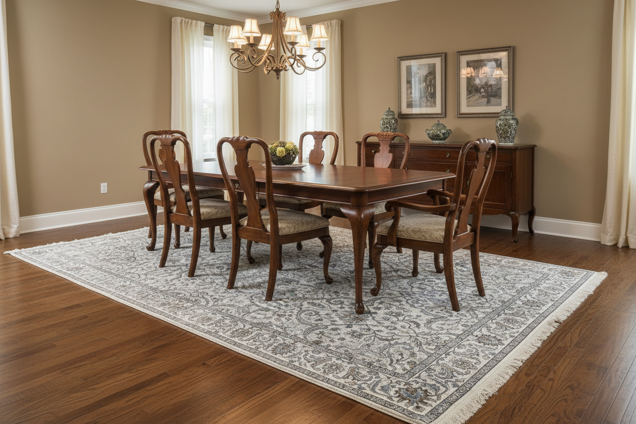 Luxury Vintage Style Distressed Rug – Ivory, Grey & Taupe Traditional Floral Design