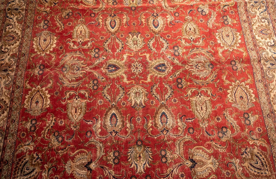 An semi Antique Rare size hand knotted Persian Tabriz