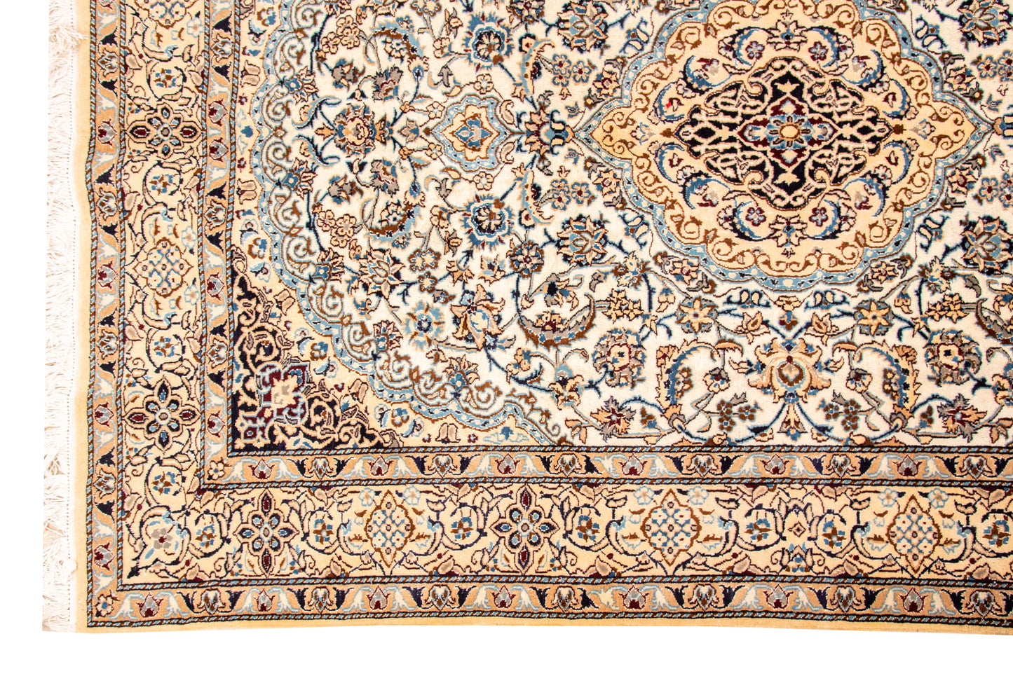 Hand knotted Nain Rug.