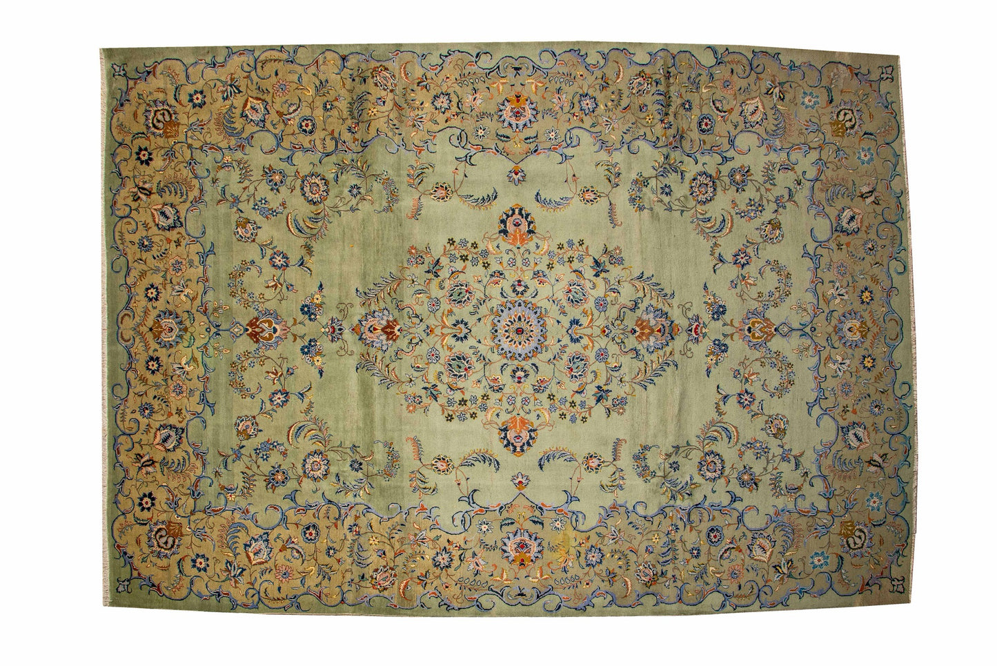 Hand Made pistachio Kashan Rug.