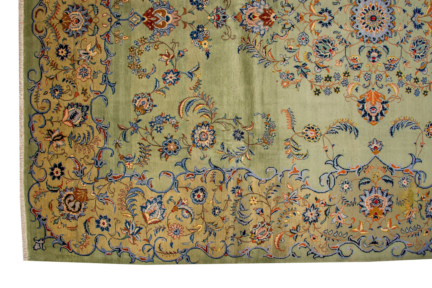Hand Made pistachio Kashan Rug.