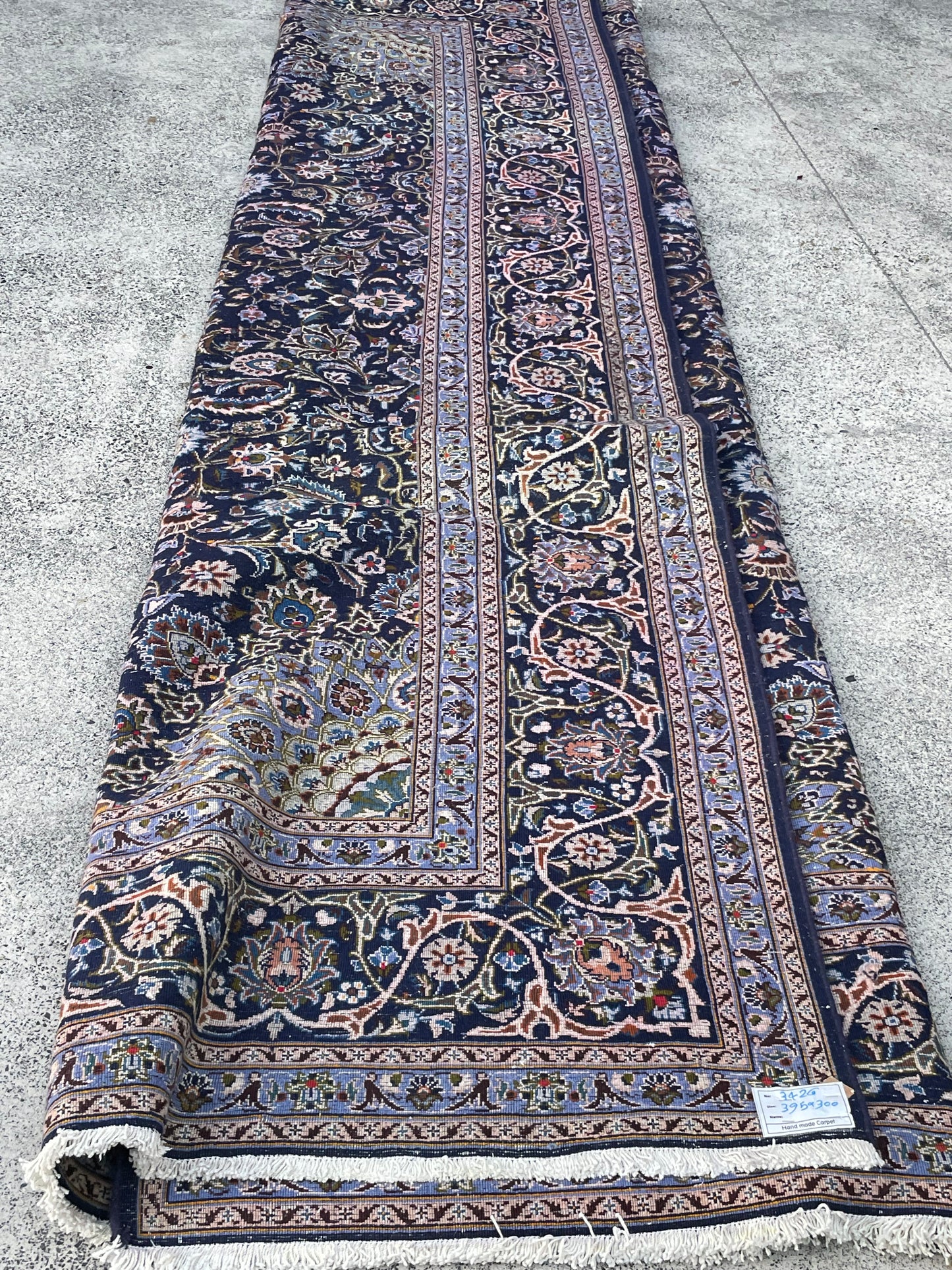 Finely Hand knotted Persian Kashmar Rug 395x300 (large room-size rug)