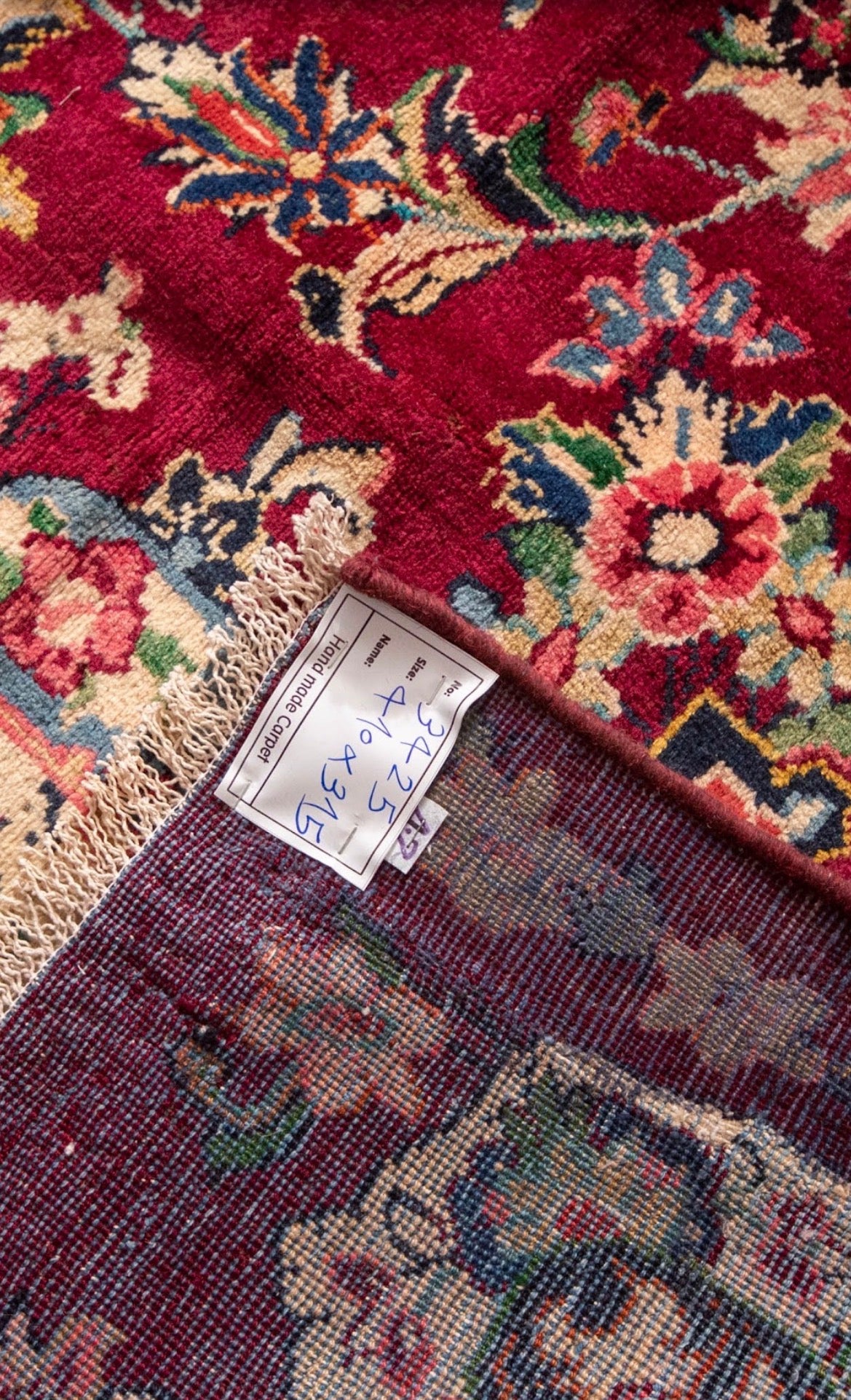 Finely Hand knotted Persian 40Raj pomegranate Kerman Rug 410x315