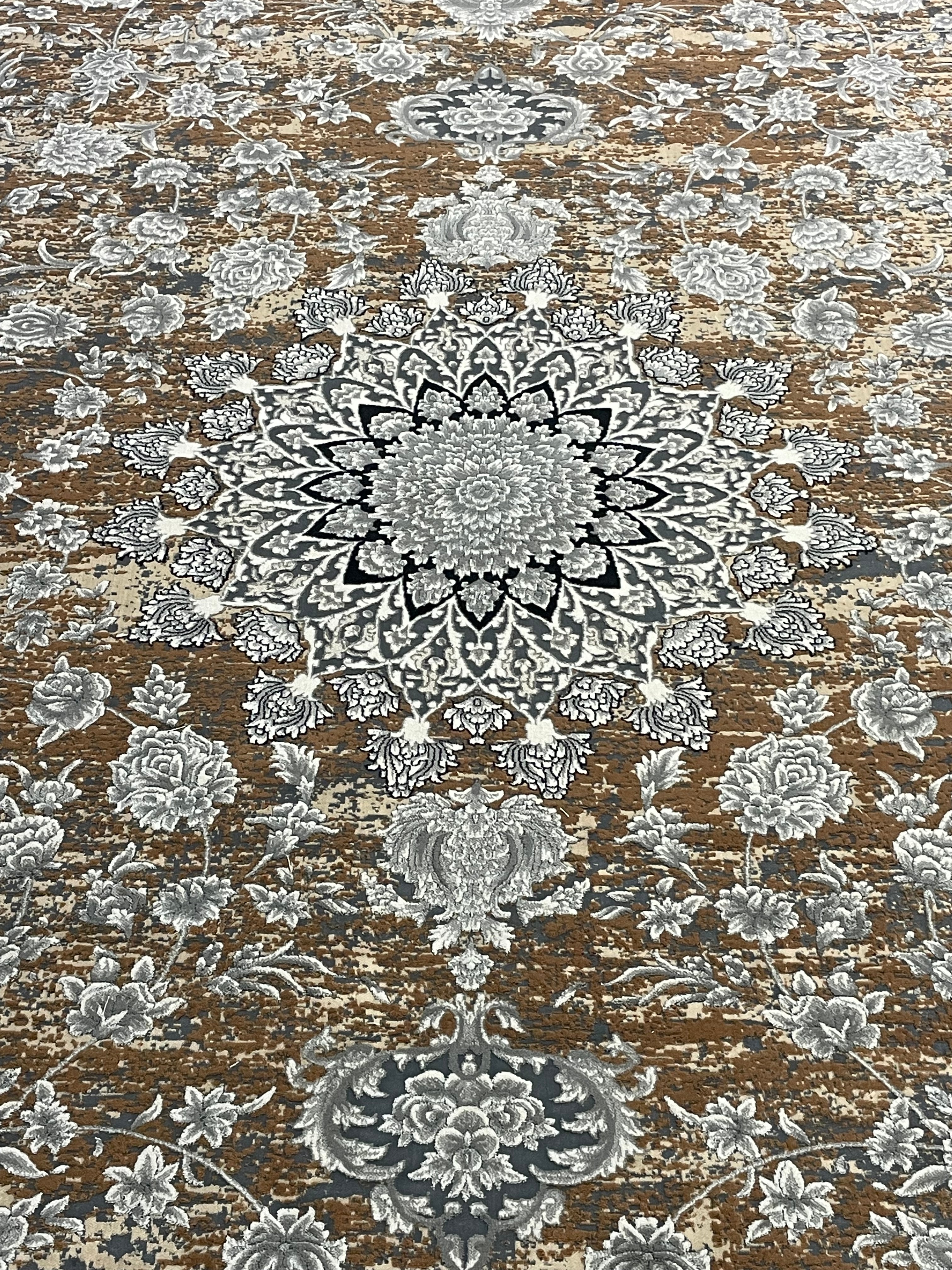 Luxury Vintage Medallion Rug – Bronze & Ivory Traditional Floral Design